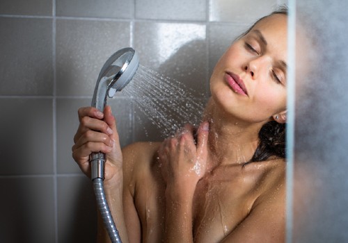 A woman taking a long hot shower