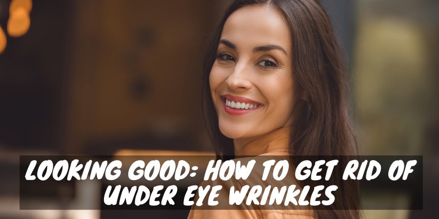 A woman with under-eye wrinkles